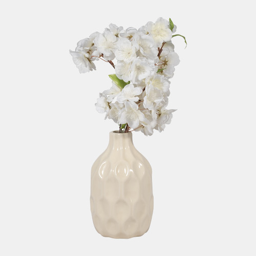 18655-01#Cer, 8" Honeycomb Dimpled Vase, Cotton