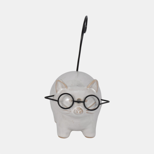 18634#Cer, 6" Standing Kitty, White/black