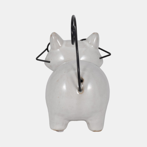 18634#Cer, 6" Standing Kitty, White/black