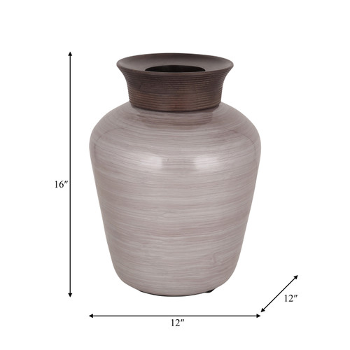 18613#Glass, 16" Wooden Top Vase, Blush