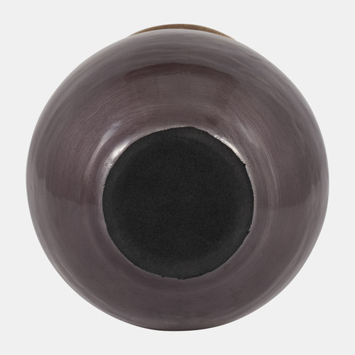 18616-01#Glass, 13" Vase With Metal Rim, Multi