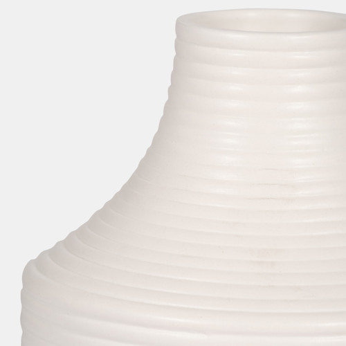 18677-01#Cer, 9" Lines Vase, White
