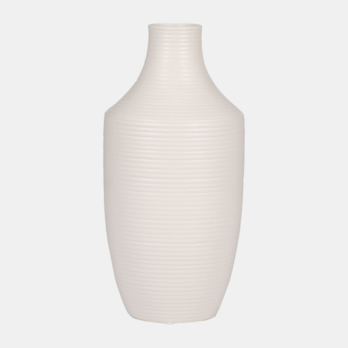 18677-02#Cer, 12" Lines Vase, White