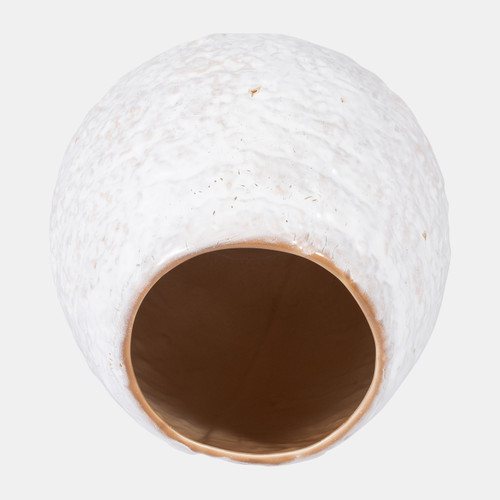 18678-02#Cer, 11" Round Vase, Ivory