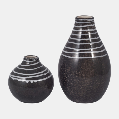 17157-01#Cer, 10" Primeval Vase, Black