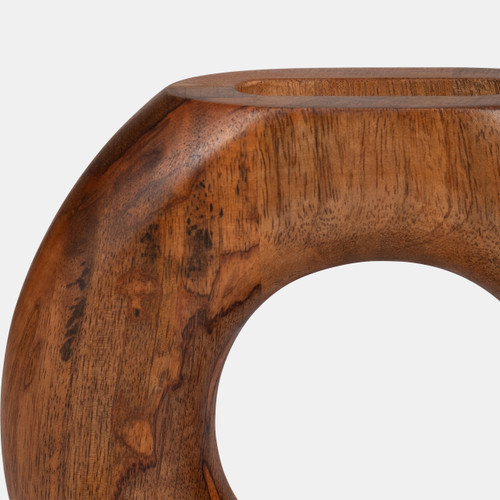 18700-01#Wood, 8" Donut Vase, Brown