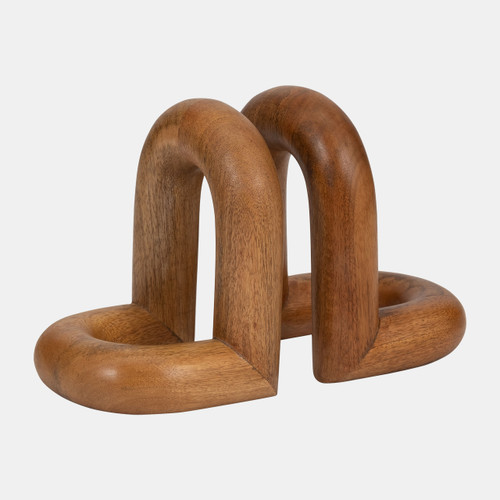 18701#Wood, S/2 7" Loopy Bookends, Brown