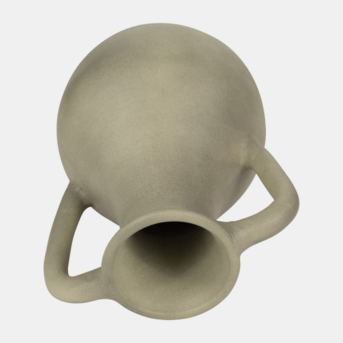 18702-02#11" Terracotta Jug Vase W/ Handles, Sage Green