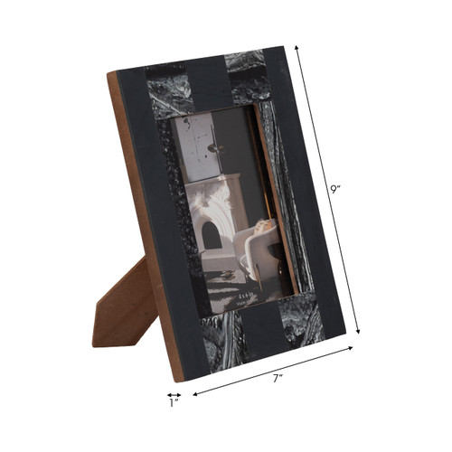 18690-01#Resin, 4x6 Marbled Photo Frame, Black