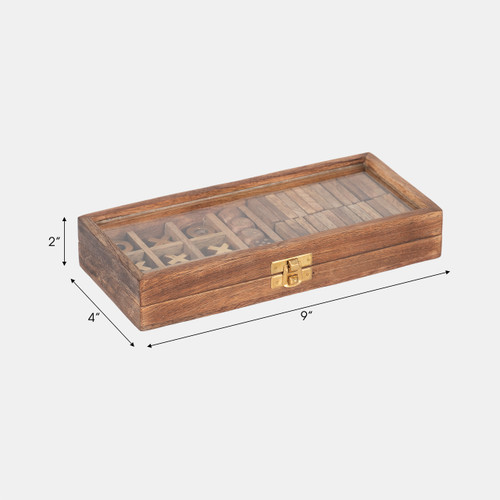 18721#Wood, 9x4 Table Game Box, Brown