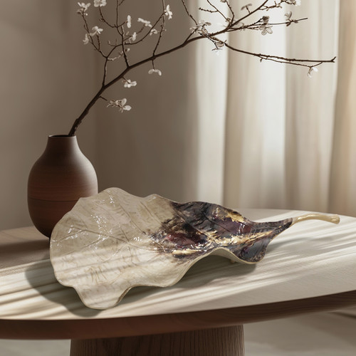 18738-01#Metal, 27" Leaf Table Deco, Multi