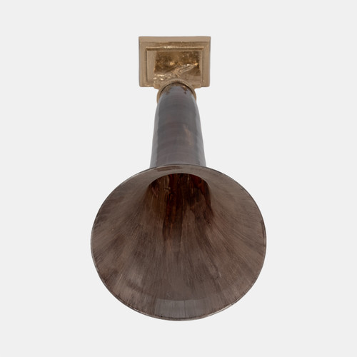 18739-01#Glass, 26" Trumpet Vase, Bronze