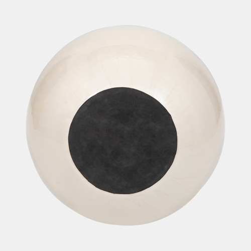 18740-01#Metal, 18" Bulbous Vase, Pearl