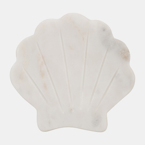 18730#Marble, 5" Shell Trinket Dish, White