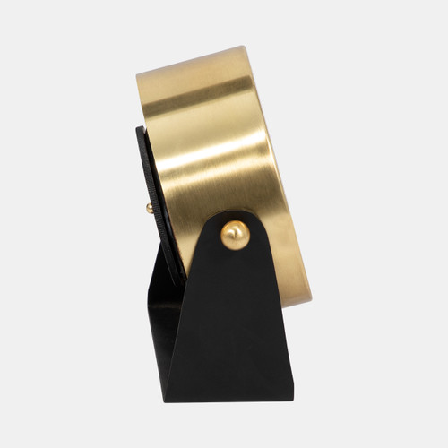 18759-01#Metal Table Clock 6''  Gold Black