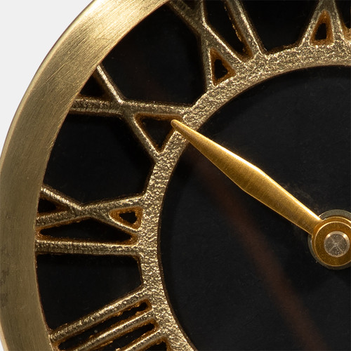 18759-01#Metal Table Clock 6''  Gold Black