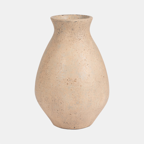 18761-01#Terracotta, 16" Organic Vase, Ivory