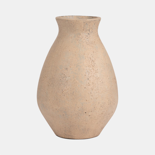 18761-01#Terracotta, 16" Organic Vase, Ivory