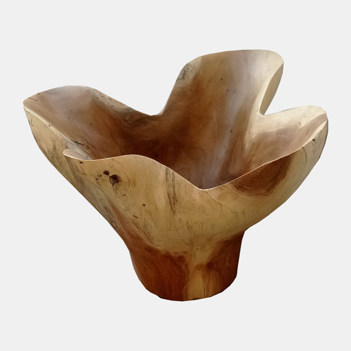 18770#Wood, 14" Teak Bowl, Natural