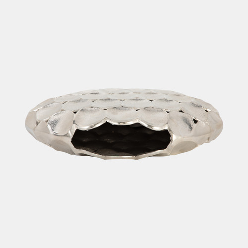 18777-01#Metal, 13" Oval Vase, Silver