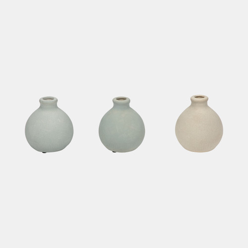 18779#Clay, S/3 5" Bud Vases, Multi