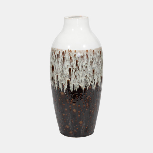 18784-02#Clay, 19" Ombre Reactive Vase, Brown/white