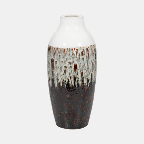 18784-02#Clay, 19" Ombre Reactive Vase, Brown/white