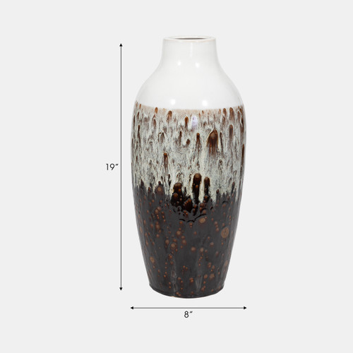 18784-02#Clay, 19" Ombre Reactive Vase, Brown/white