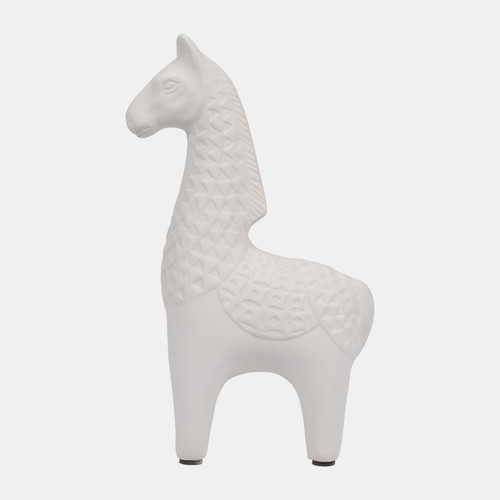 18791#Clay, 11" Standing Llama, Ivory