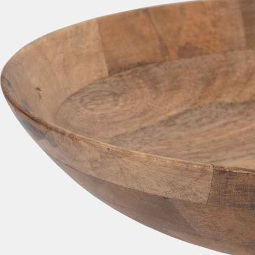 18803#Wood, 15" Bowl On Pedestal, Natural