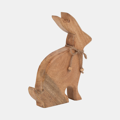 18826#Mango Wood, 10" Rabbit, Brown