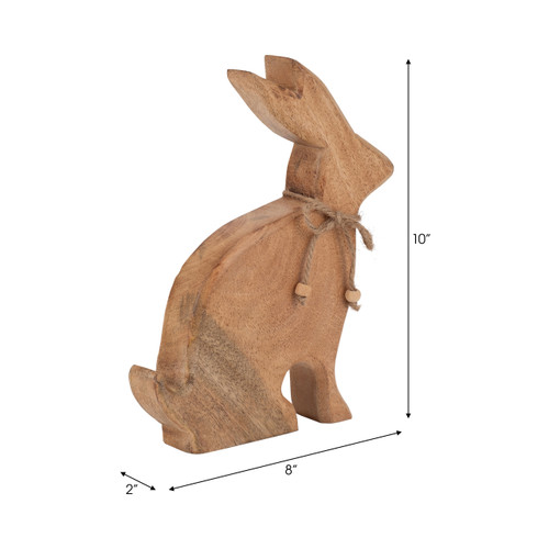 18826#Mango Wood, 10" Rabbit, Brown
