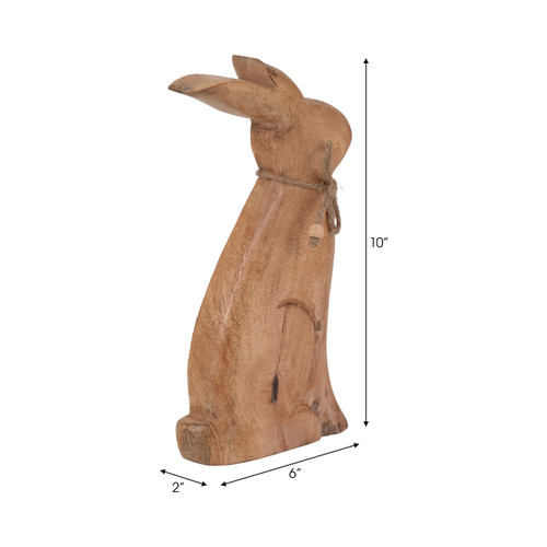 18827-02#Mango Wood, 10" Rabbit, Brown