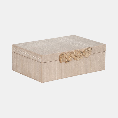 18841#Faux Leather, 12" Shimmer Box, Champagne