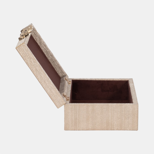 18841#Faux Leather, 12" Shimmer Box, Champagne