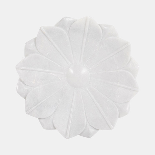18852#Marble, 12" Flower Bowl, White