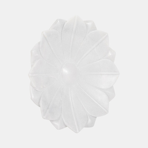 18852#Marble, 12" Flower Bowl, White