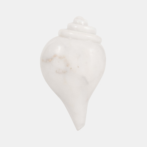 18854#Marble, 8" Seashell, White