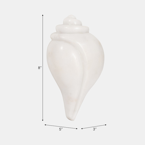 18854#Marble, 8" Seashell, White