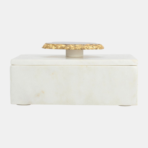 18862#Marble, 6x4 Box W/ Agate Top, Multi