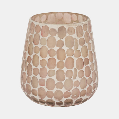 80293-02#Glass, 5" 18 Oz Mosaic Scented Candle, Soft Pink