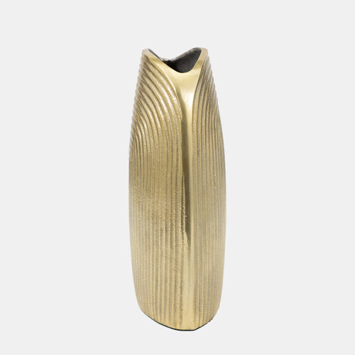 17754-03#Metal, 11" Arch Vase, Champagne