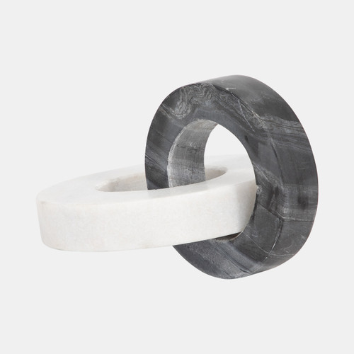 18866#Marble, 8" Double Ring, White/black