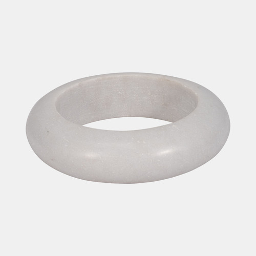 18867-01#Marble, 7" Ring Tabletop Decor, White