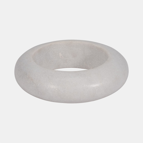 18867-02#Marble, 8" Ring Tabletop Decor, White