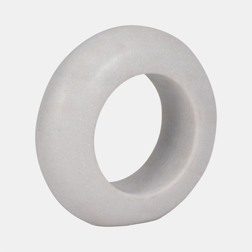 18867-03#Marble, 10" Ring Tabletop Decor, White