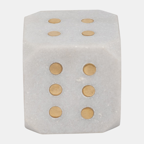 18885#Marble, 4" Dice, White