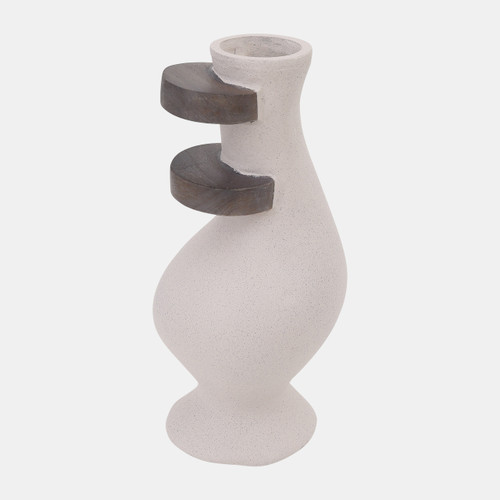 18892-01#Ecomix, 15" Abstract Vase, Ivory