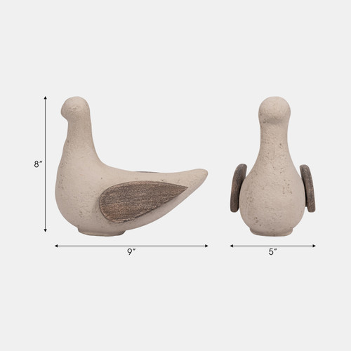 18894-02#Ecomix, 9" Bird Deco, Ivory