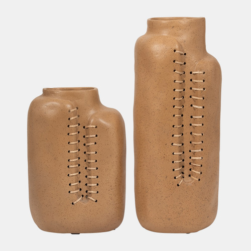 18903-01#Ecomix, 12" Stitched Up Vase, Terracotta